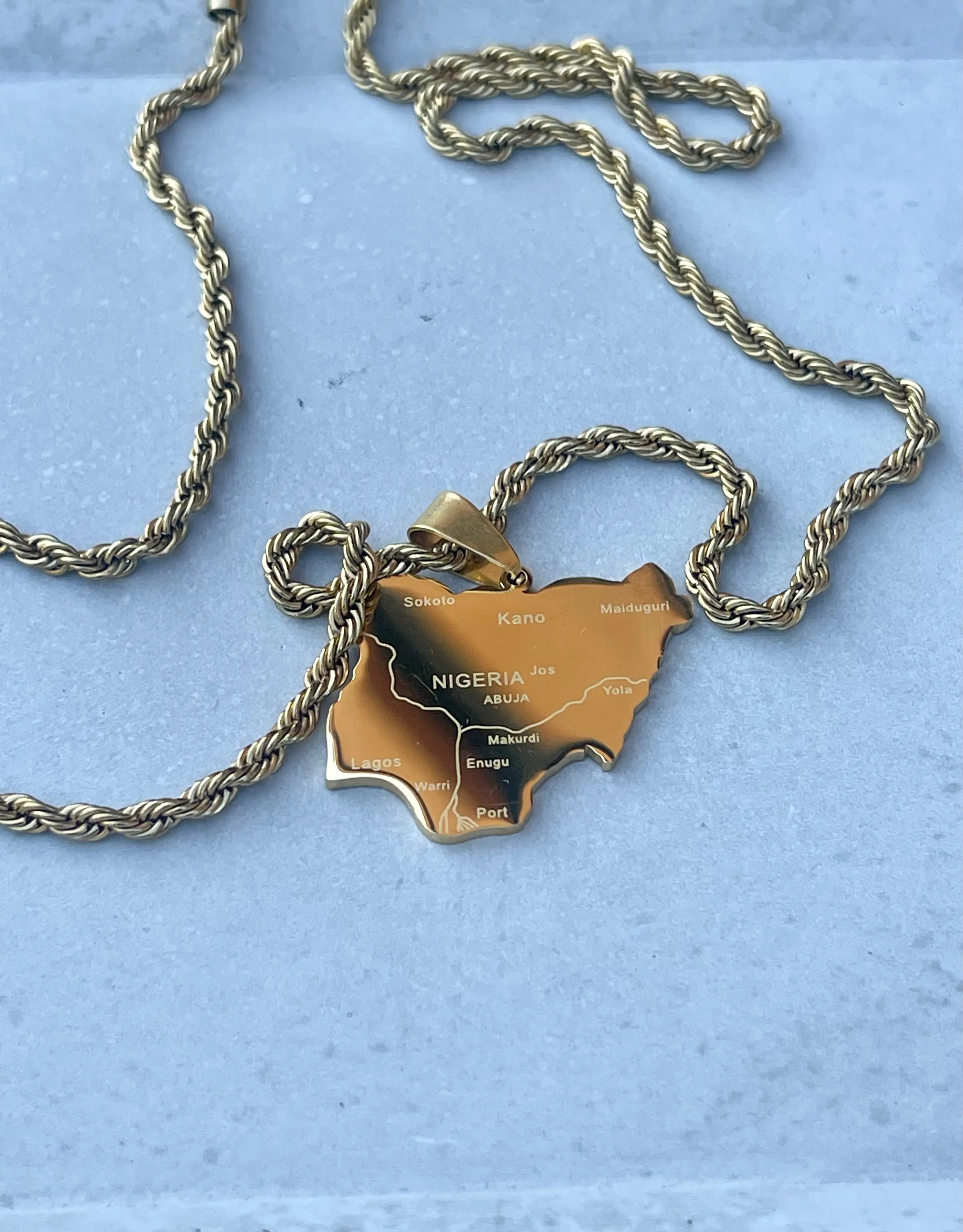 18K Gold Plated Nigeria Map Necklace - The Halter Corner